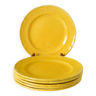 Set of 6 Badonviller lemon yellow dessert plates, 1960