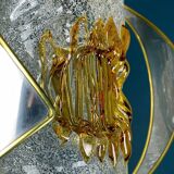 Amber chrome chandelier Murano mid-century by Toni Zuccheri for Mazzega, Italy, 1970s.