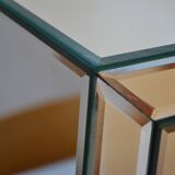table de chevet miroirs biseautés style hollywood regency