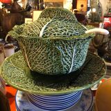 Cabbage-shaped slip tureen