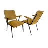 Duo of bridge armchairs, restored,