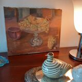 Still life painting with bunches of grapes