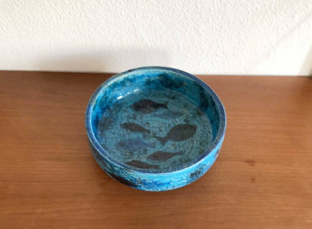 Fish pottery bowl by Aldo Londi for Bitossi, Italy, 1960s.