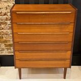 Large Scandinavian teak chest of drawers.