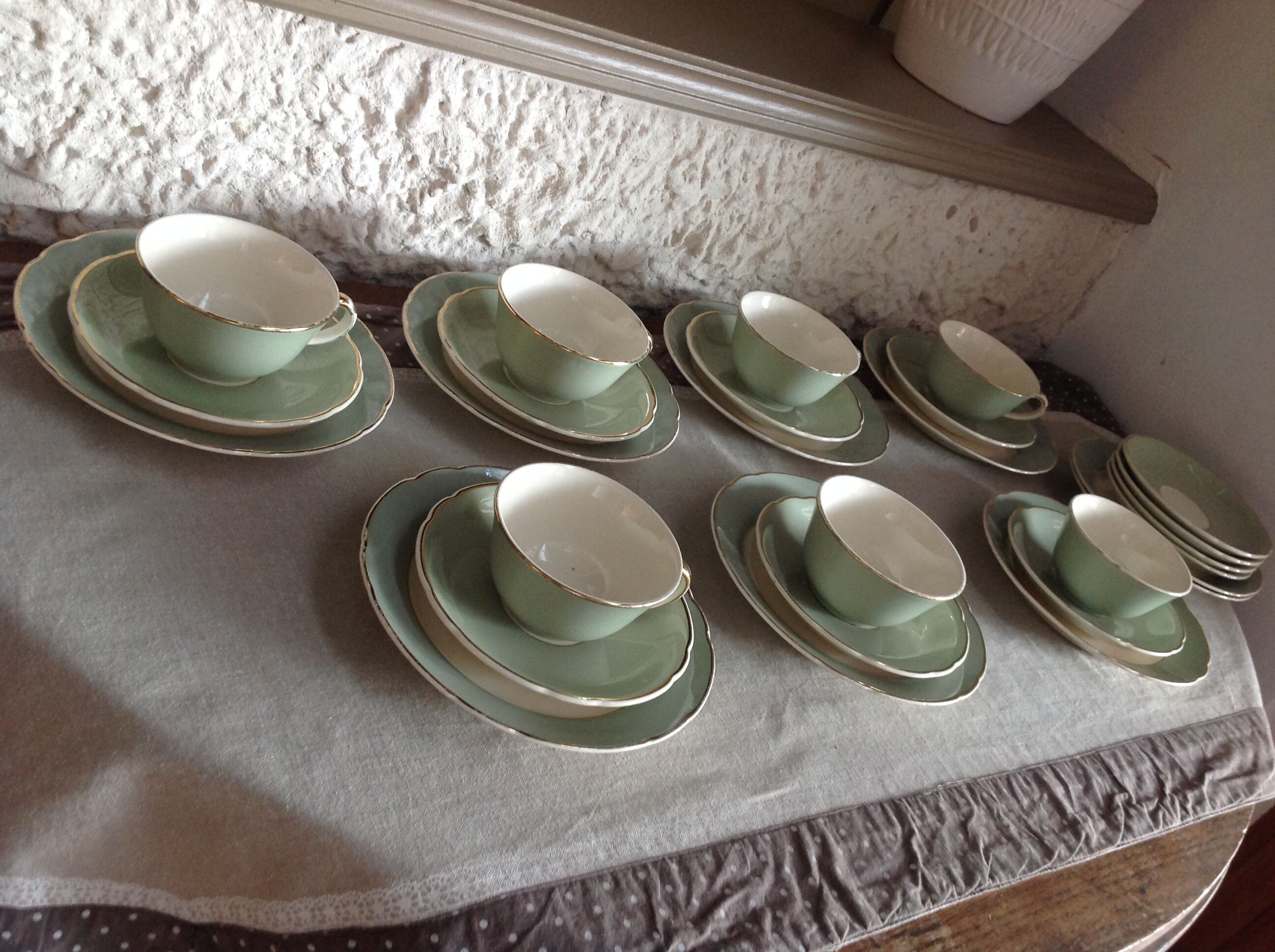 Peppermint coffee and dessert service / Villeroy - Boch / vintage 50-60