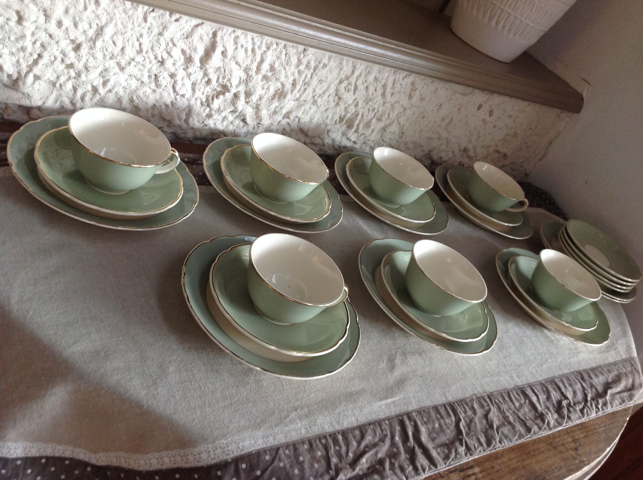Peppermint coffee and dessert service / Villeroy - Boch / vintage 50-60