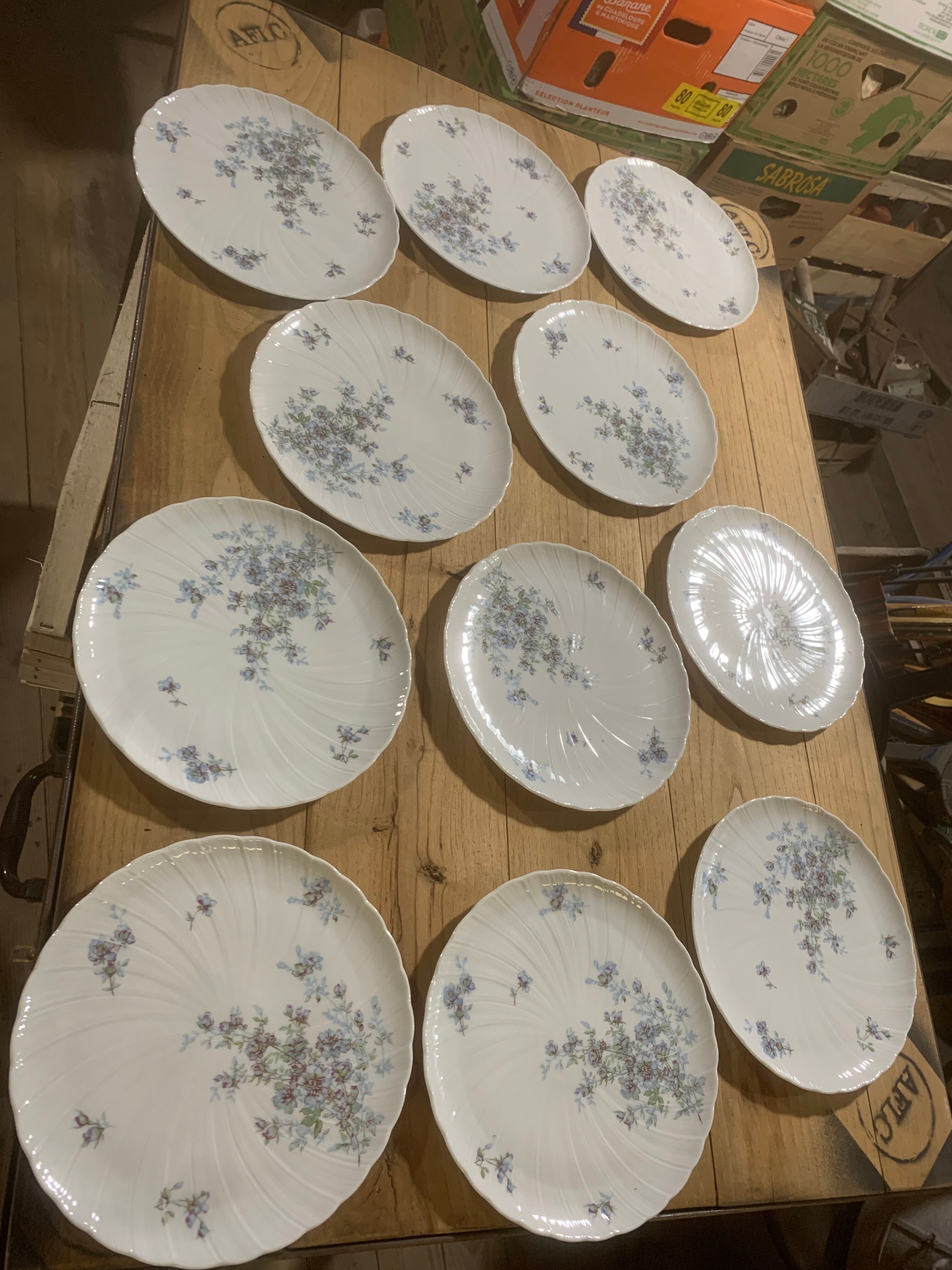 Set of 11 dessert plates Bernardaud Limoges model Gabrielle