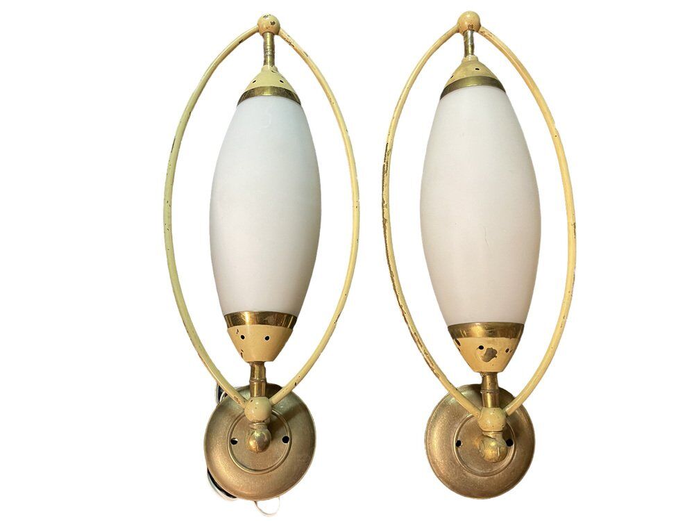 Italian opaline glass sconces