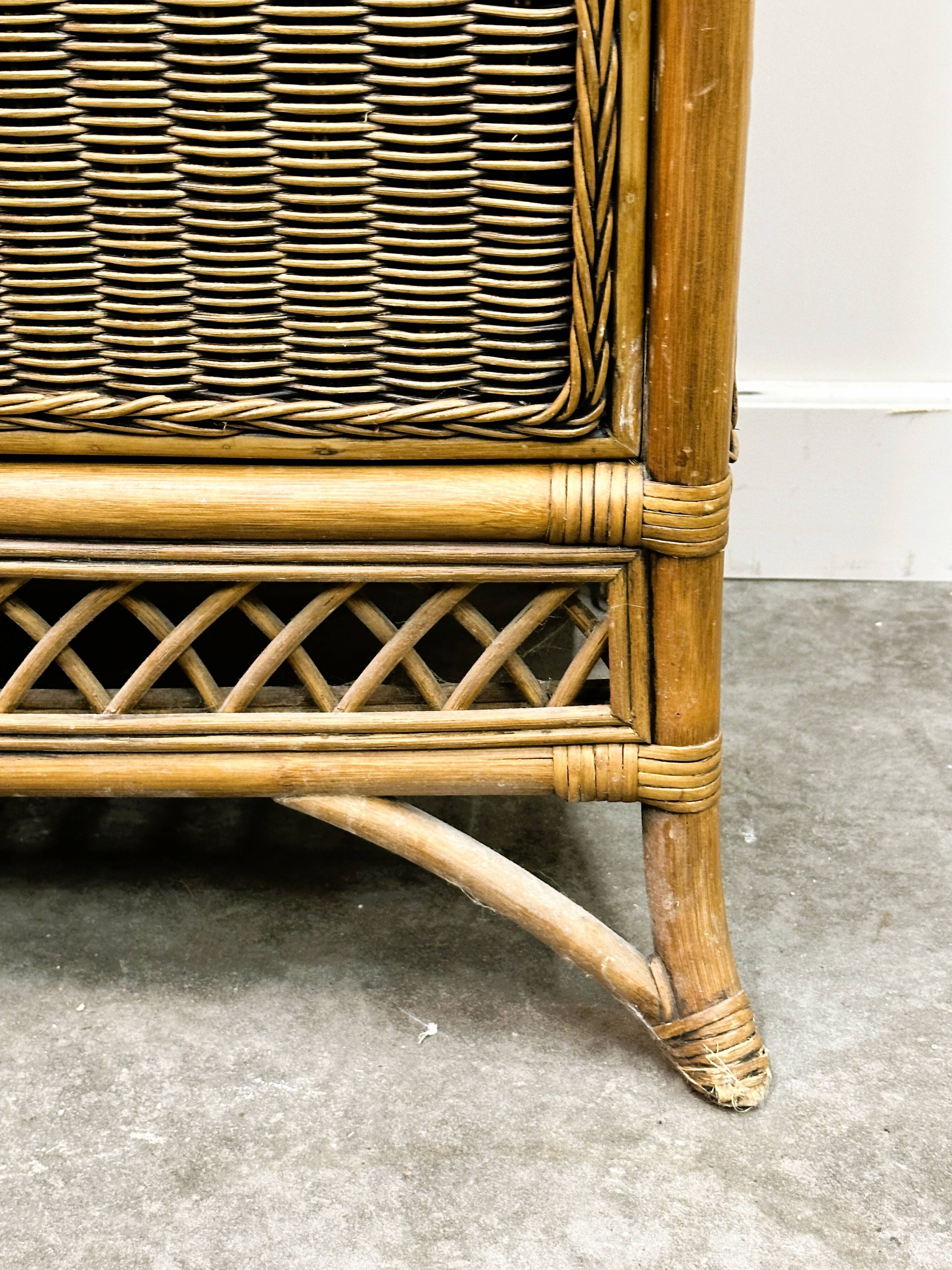 Italian Vintage Rattan And Bamboo Commode - Sideboard, Italy. 1970s.
