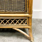 Italian Vintage Rattan And Bamboo Commode - Sideboard, Italy. 1970s.