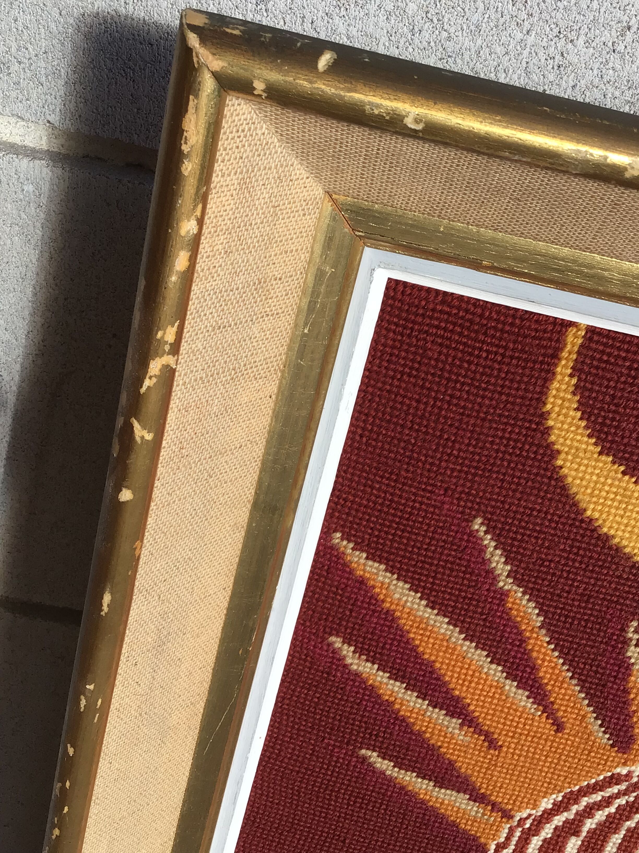 Framed peacock tapestry 75 x 61cm