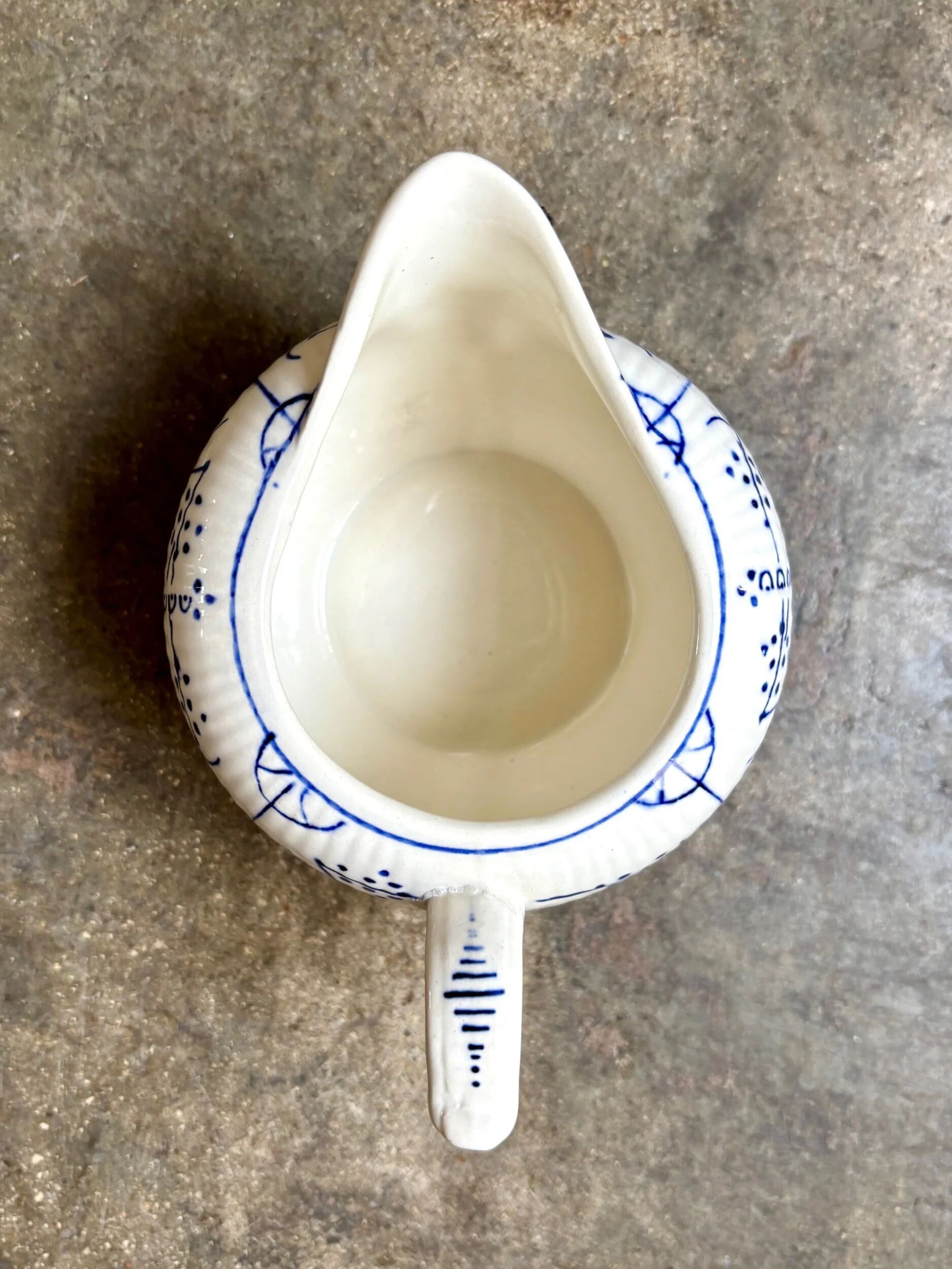 Pot à lait Boch La Louvière en faïence émaillée bleue, service "Copenhague" - années 1920-30