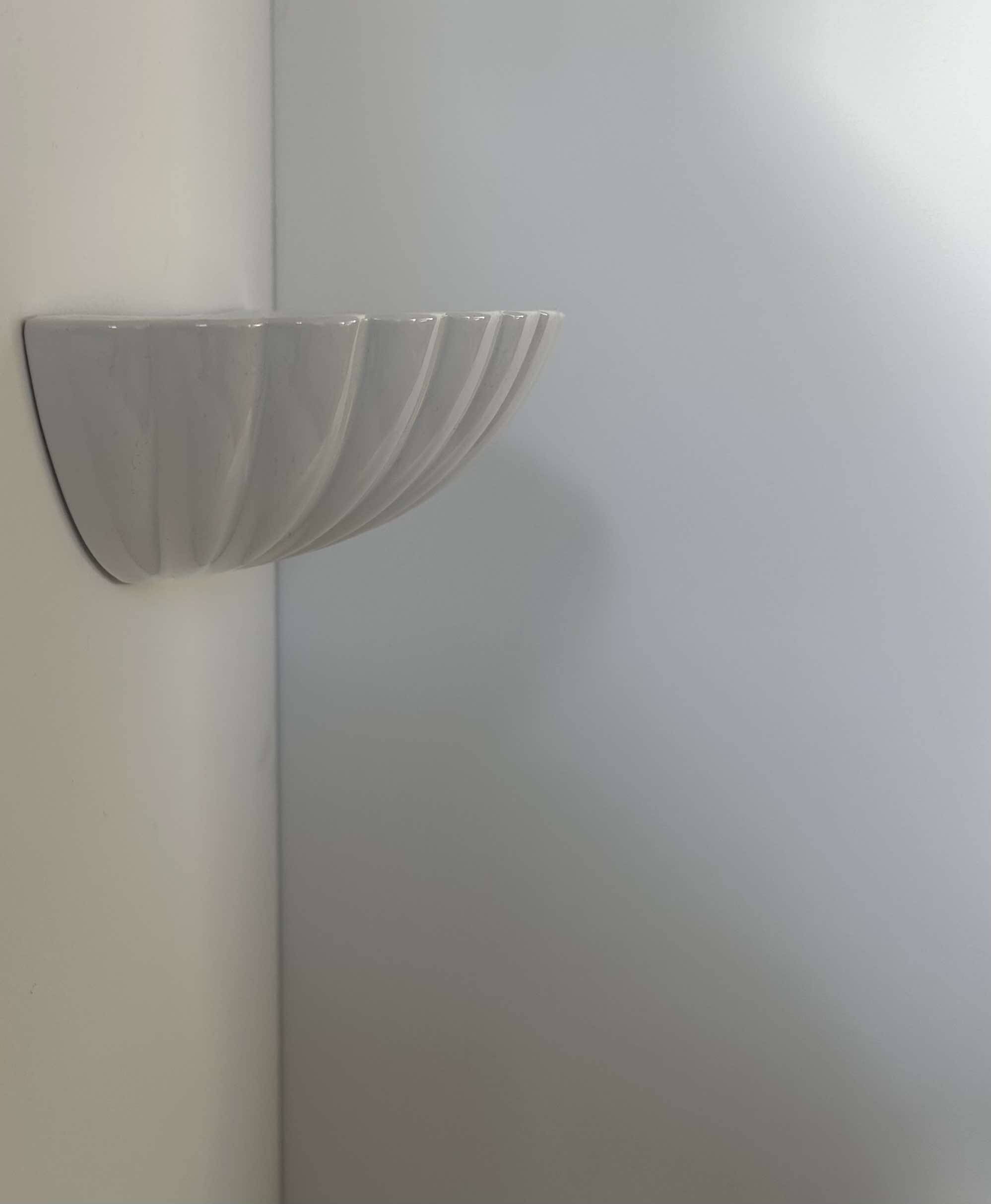 Pair of vintage shell wall lights, white porcelain, France 1970