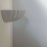 Pair of vintage shell wall lights, white porcelain, France 1970