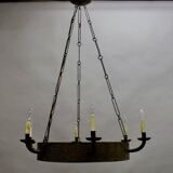 Art deco wrought iron chandelier with 6 lights