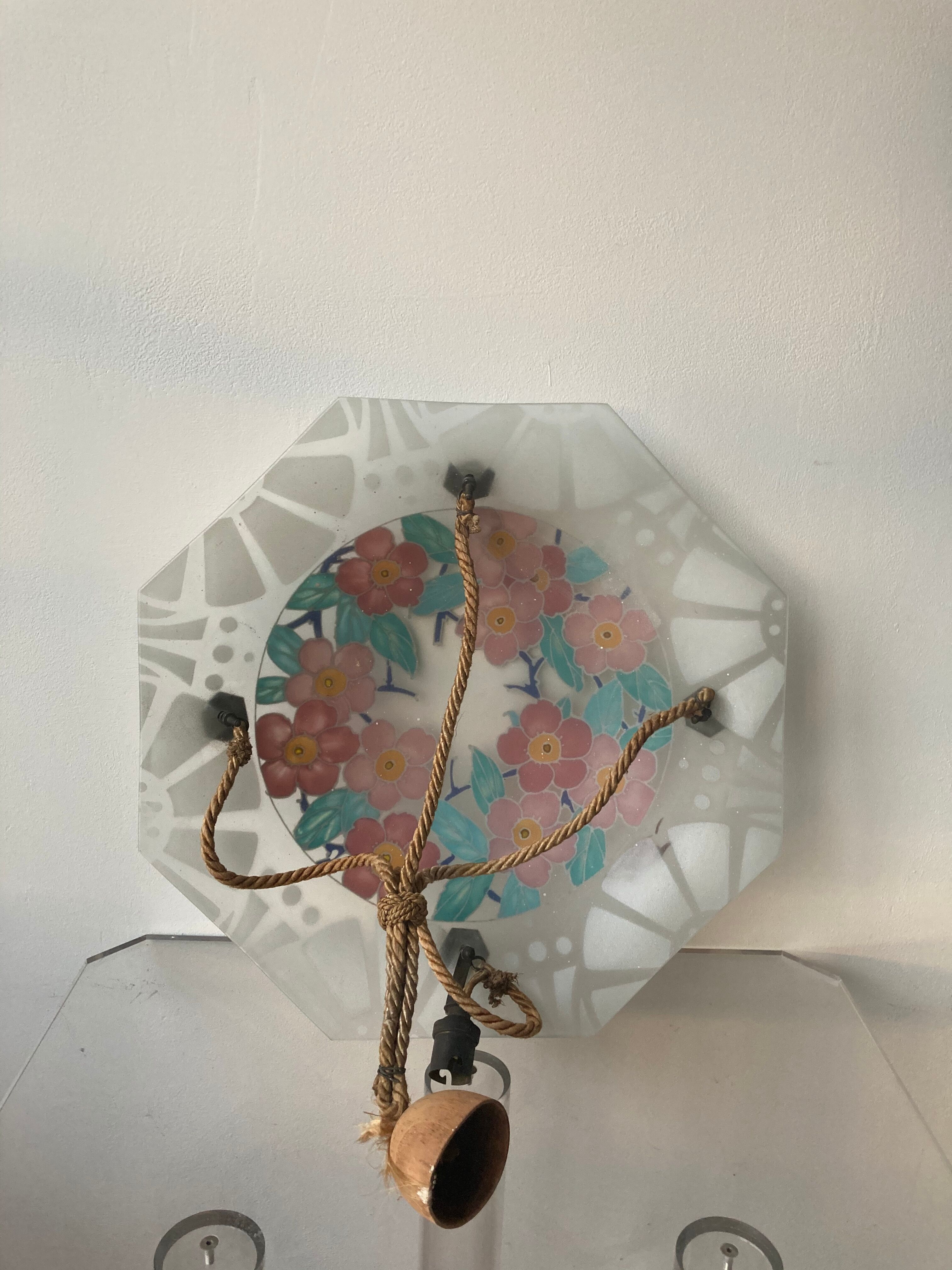 Art Deco enamelled glass ceiling light by J.Viale