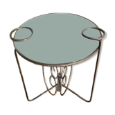 Nice scandinavian design coffee table in metal and glass 1950.