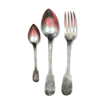Cutlery set 36 Pieces in Silver Plated 100 g Armand Frenais Stylized monogram EL