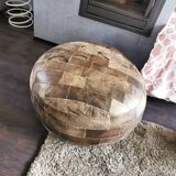 Vintage 70s leather pouf