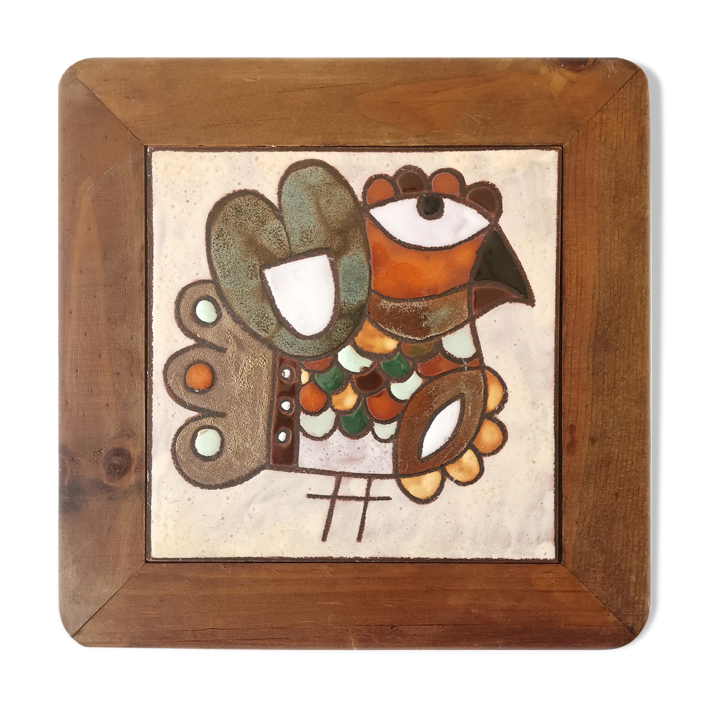 Framed ceramic tile, Roland Zobel, 1950