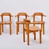 Set of four modern mid-century Scandinavian rustic dining chairs