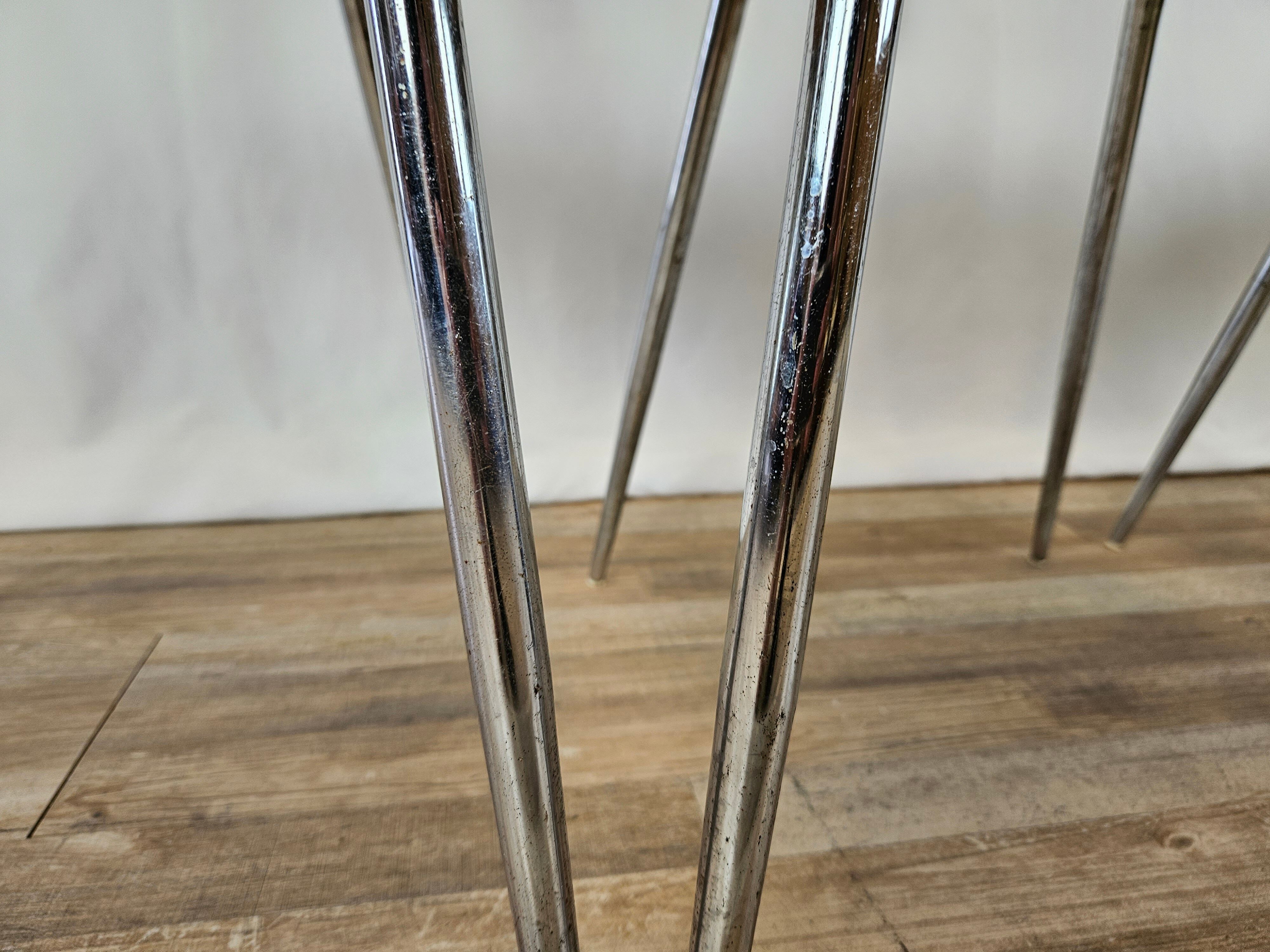 Set of four chairs in iron and skai 1970