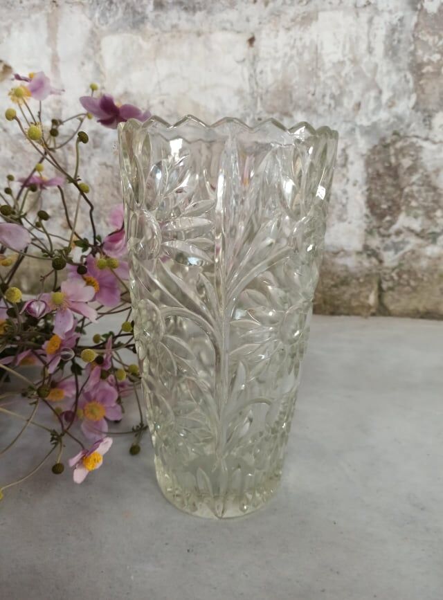 Four bohemian crystal vases