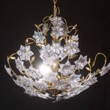 Fantastic Rare Murano Chandelier Full of Black Flowers, 1970s