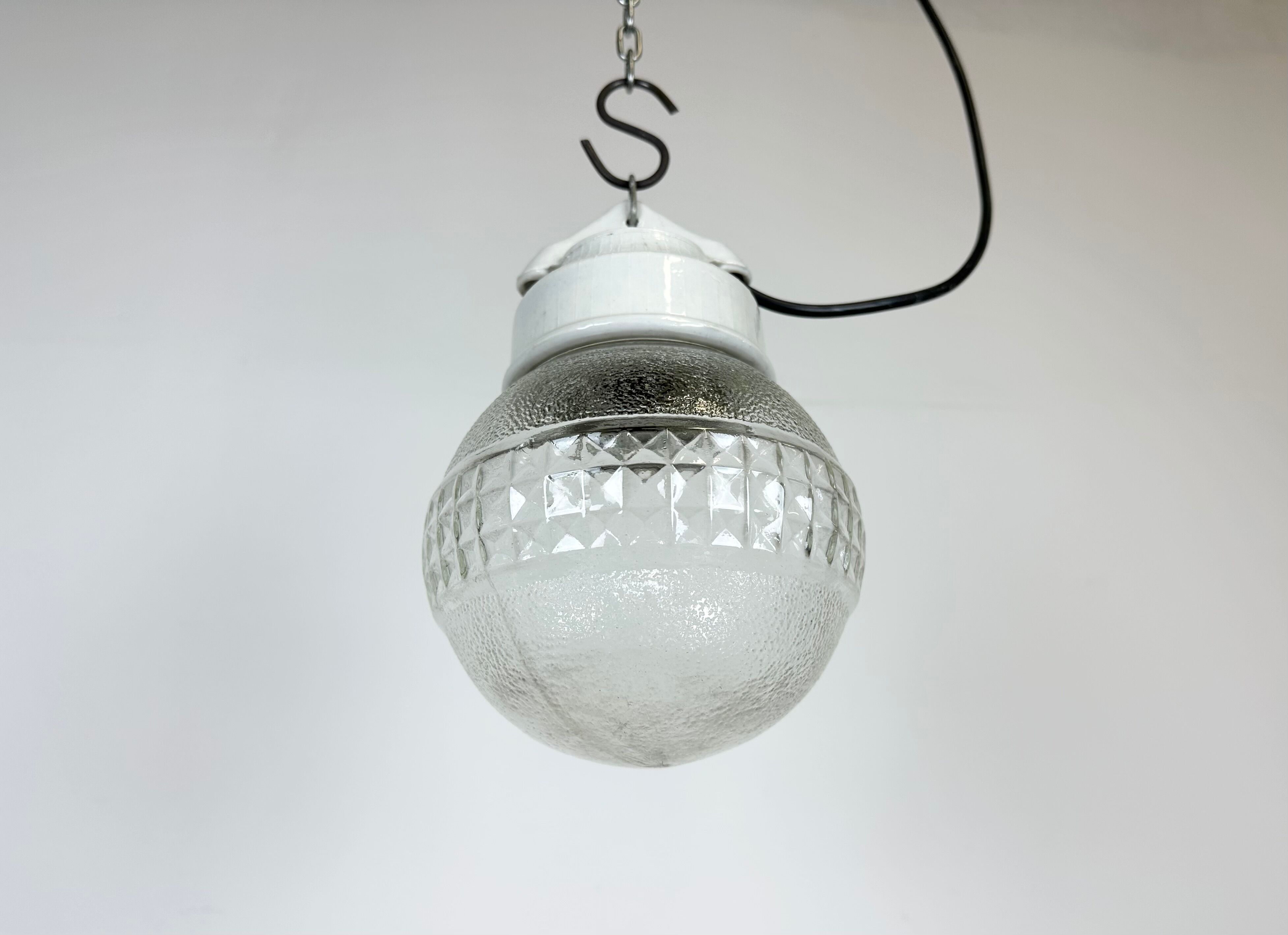 Vintage porcelain pendant light 1970s