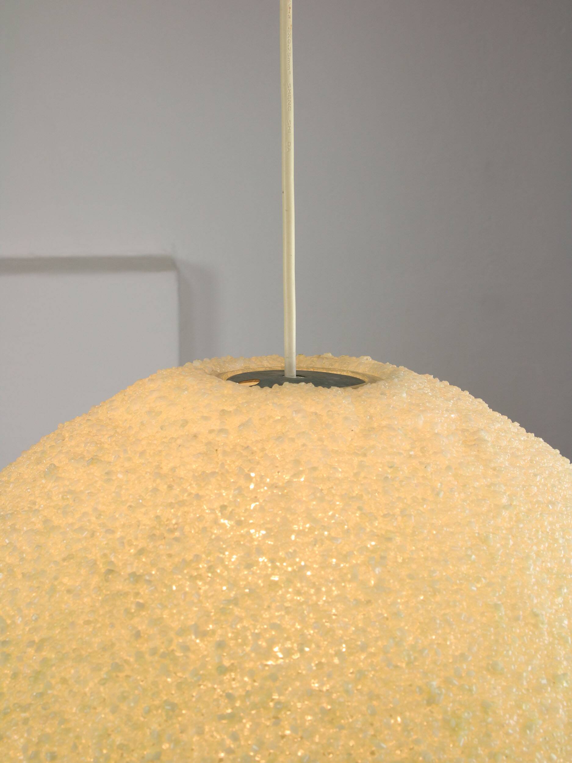 Vintage 1960s Granulate Ball Pendant Lamp: Mid-Century Modern Sphere Light