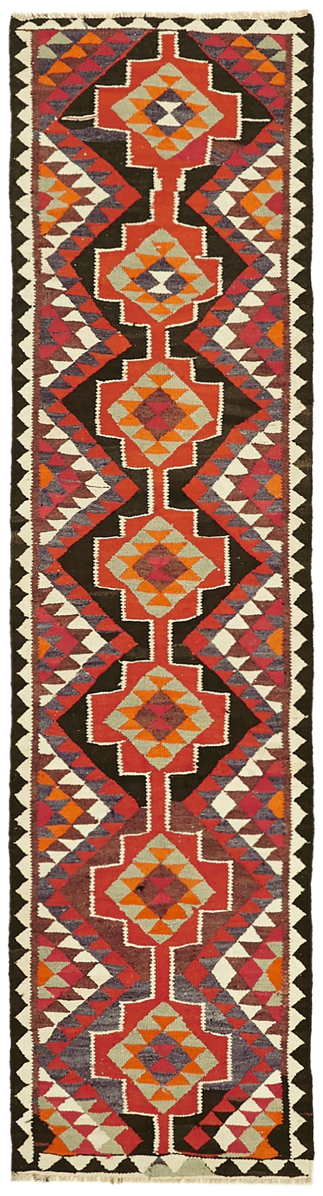 Turkish Handwoven Vintage Herki Kilim 92 cm x 342 cm