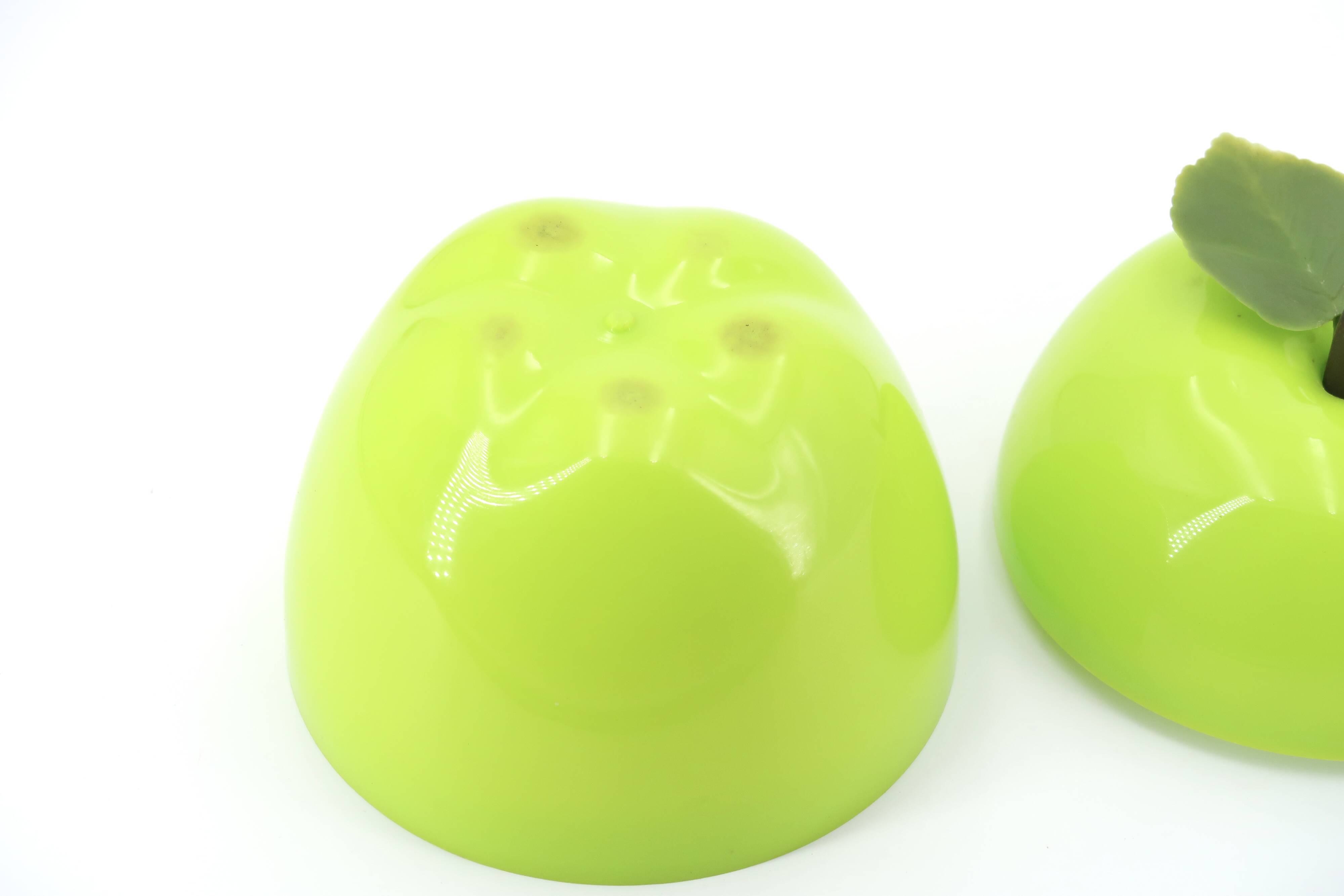 Green plastic apple ice cube bucket, 1970s