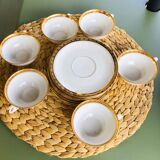 Fine porcelain Limoges enamel Viezon A.B 6 cups and under cups