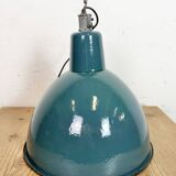 Industrial Petrol Enamel Factory Pendant Lamp, 1960s
