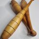 Set of three vintage juggling clubs in turned wood