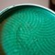 Sarreguemines emerald green trivet, green earthenware trivet, flat support, modernist