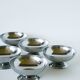 Set of 6 stainless steel ice cream bowls, wide base, Design, 1970 - 4.5 x 9 cm