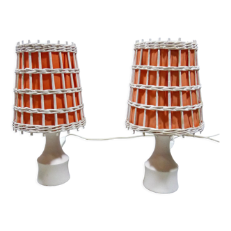 Set of 2 rattan table lamps, 1960’s
