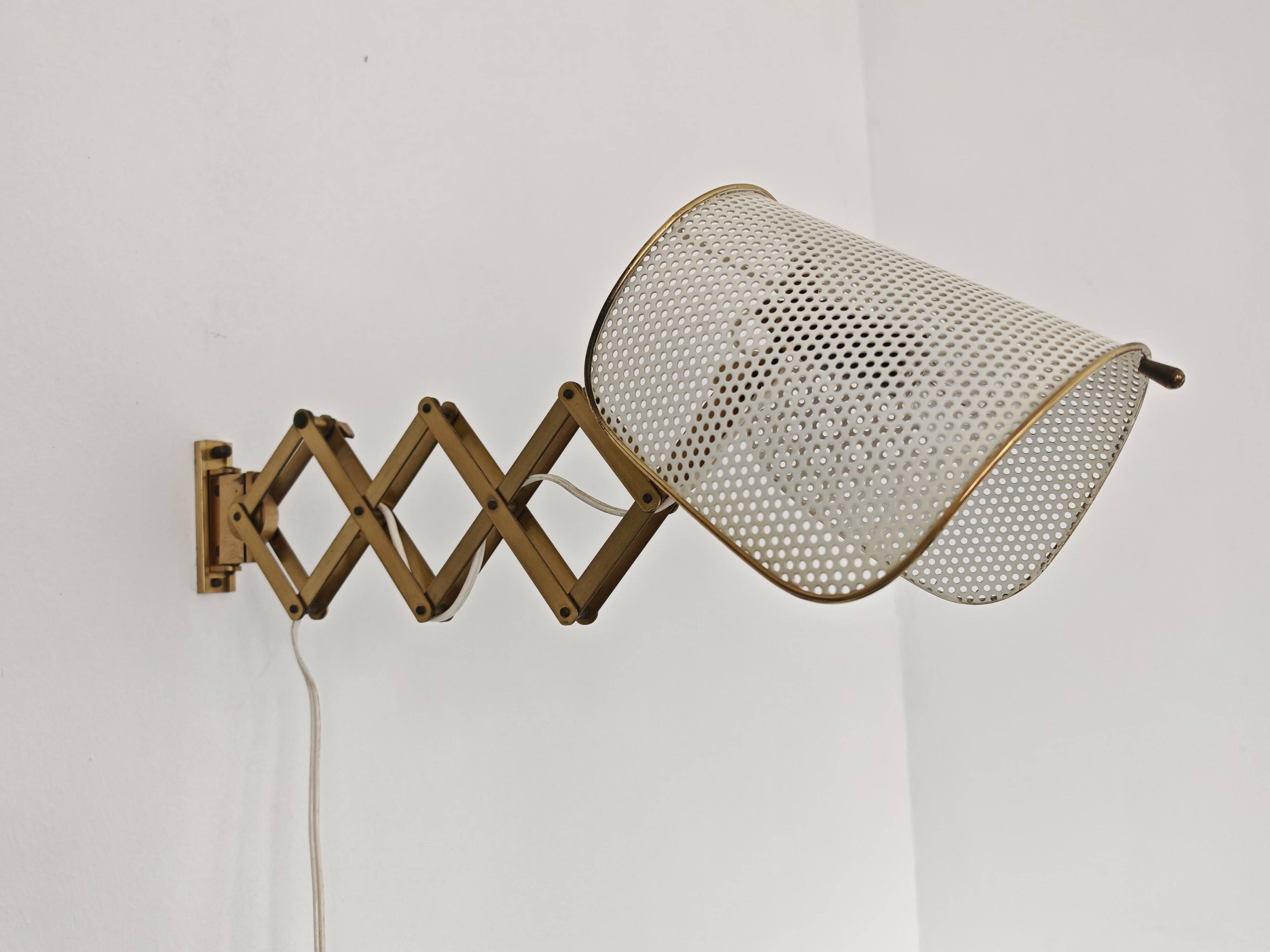 Pair of adjustable scissor wall lamps Mid Century Modern by Alfred Müller for AMBA