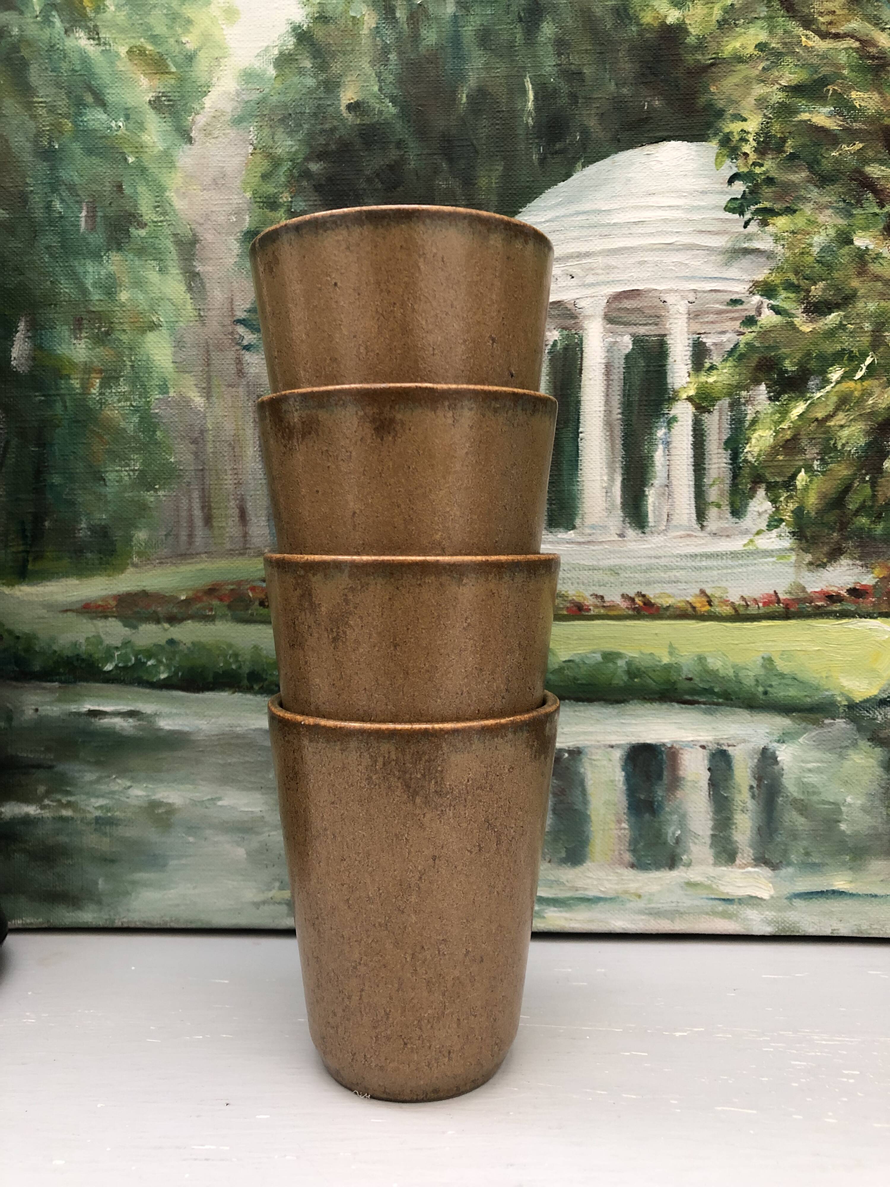 4 Mazagrans in stoneware made in France