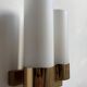 Vintage double wall lamp, brass and opaline, Leuchten Neuhaus Germany 1960