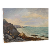 Seaside painting, on board, vintage, unsigned Dimensions: 41 x 27 cm