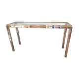 Console verre laiton et inox