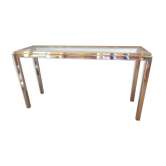 Brass and stainless steel glass console