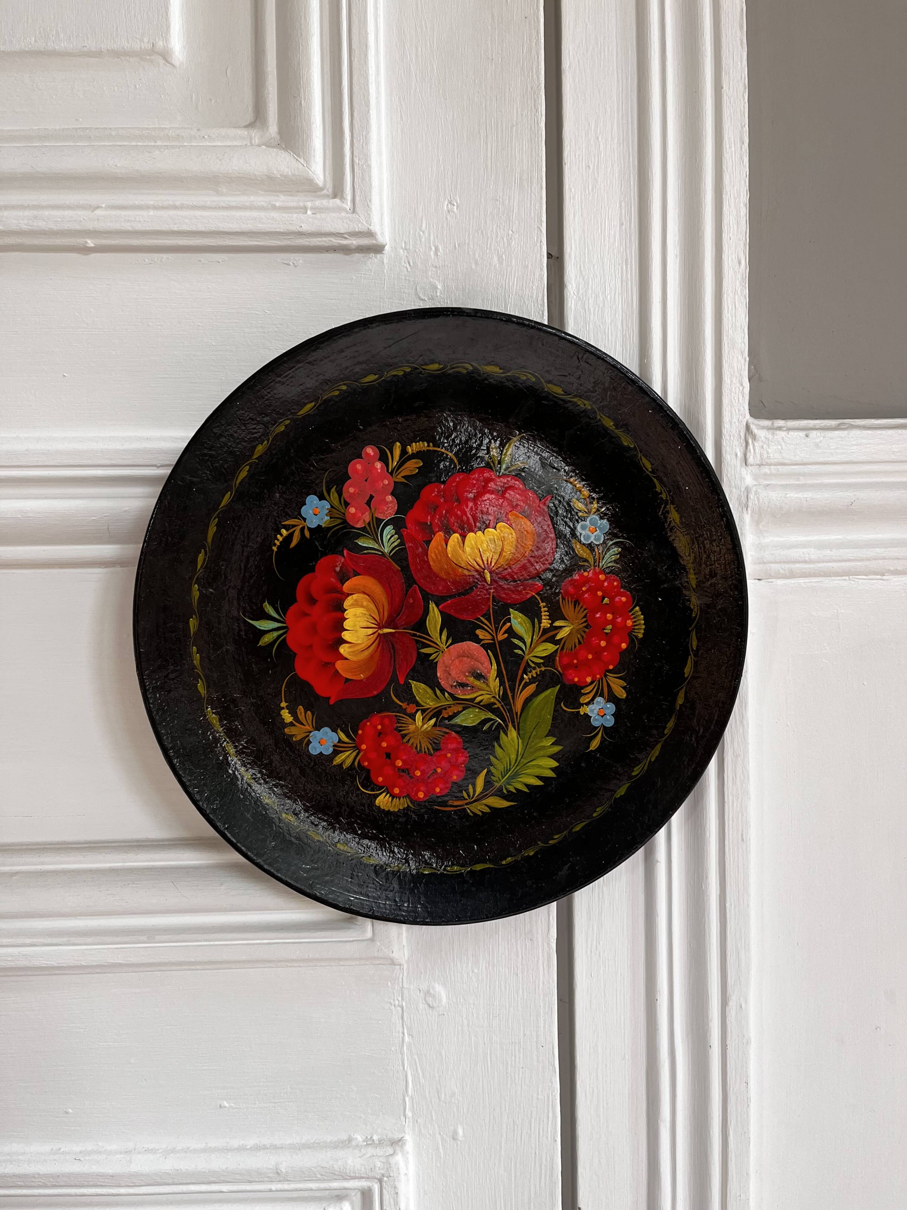 Hand-painted decorative wooden plates