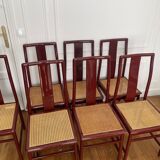 Set of 7 lacquered and caned chairs 1980 MONTINA SPA Italy