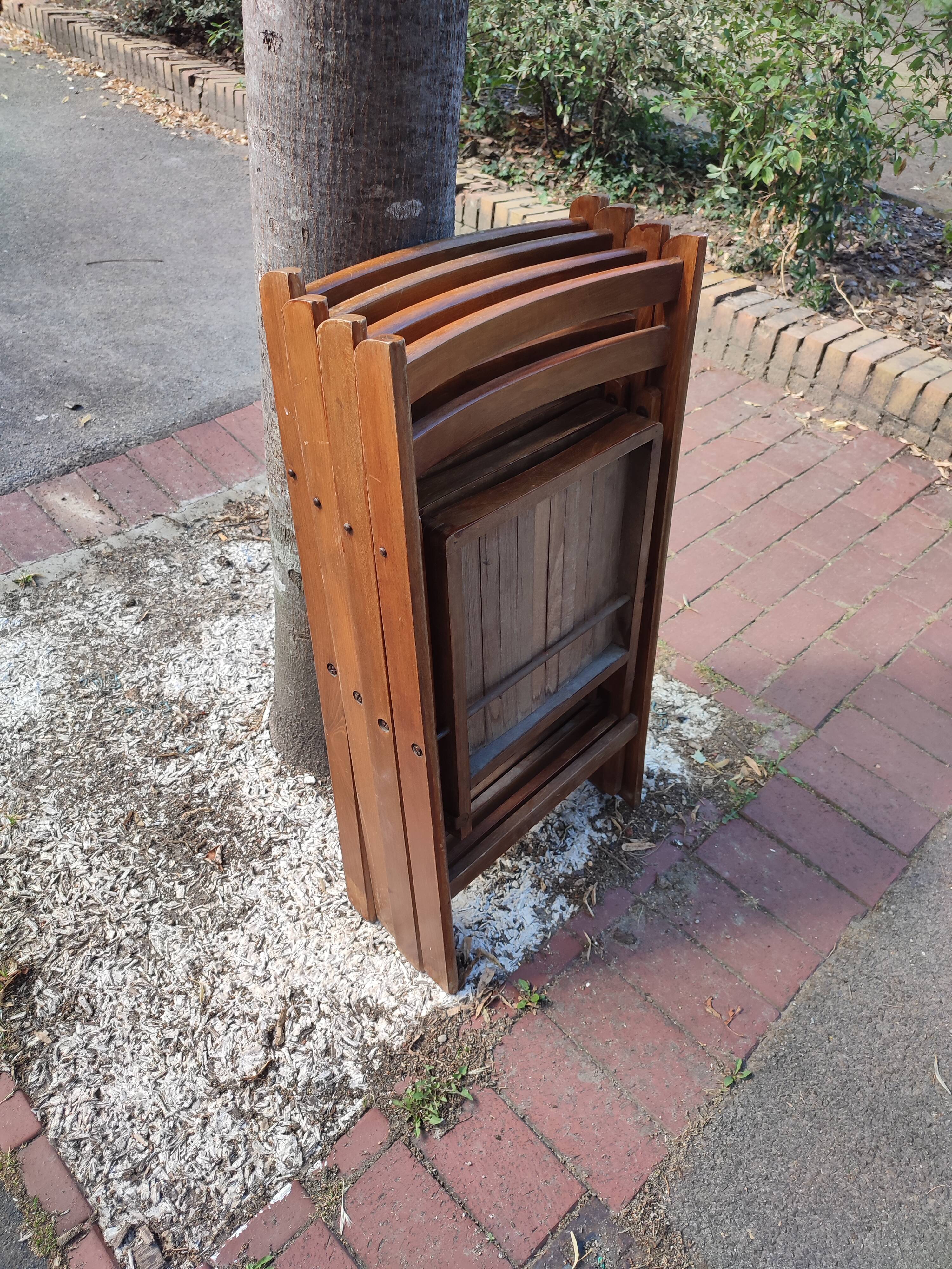 4 folding teak chairs