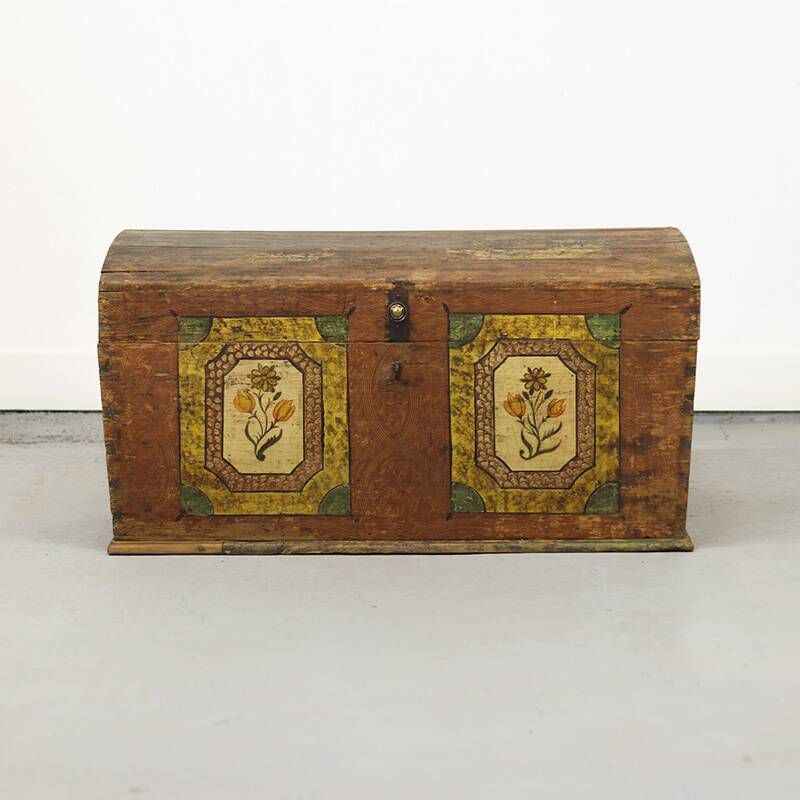 Antique Folk Art Painted bridal chest