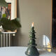 Large sculptural Moroccan candlestick in green Tamegroute ceramic.