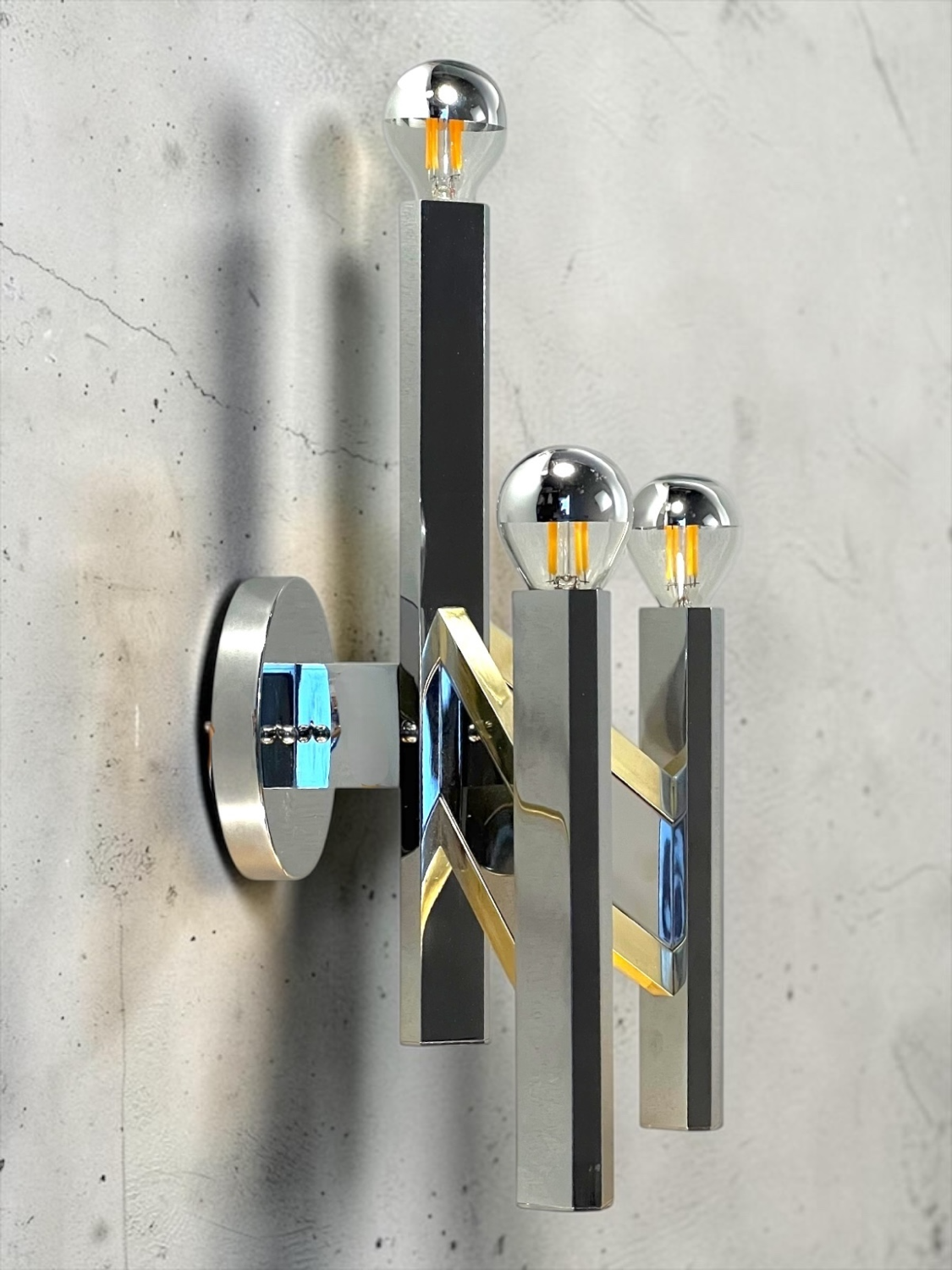 3-light wall lamp – G. Sciolari for Boulanger – Circa 1970